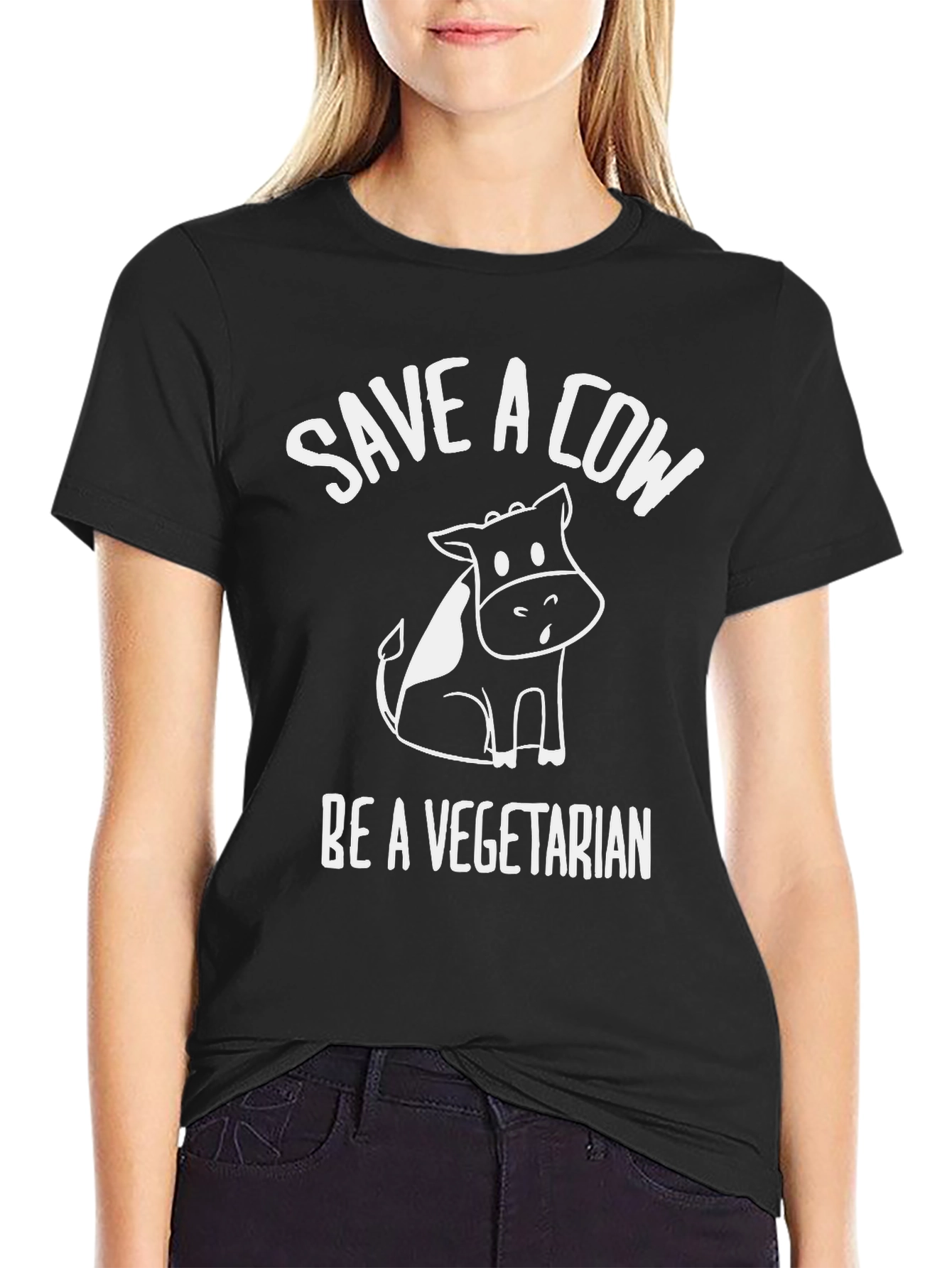 Save a Cow Be Vegetarian Graphic T-Shirt
