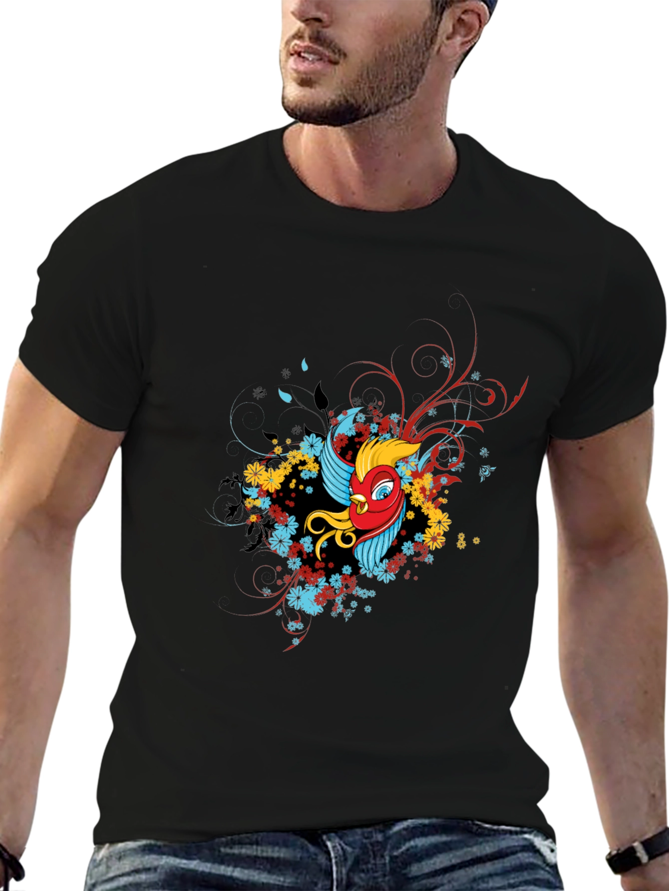 Mens Graphic Print Black T-Shirt