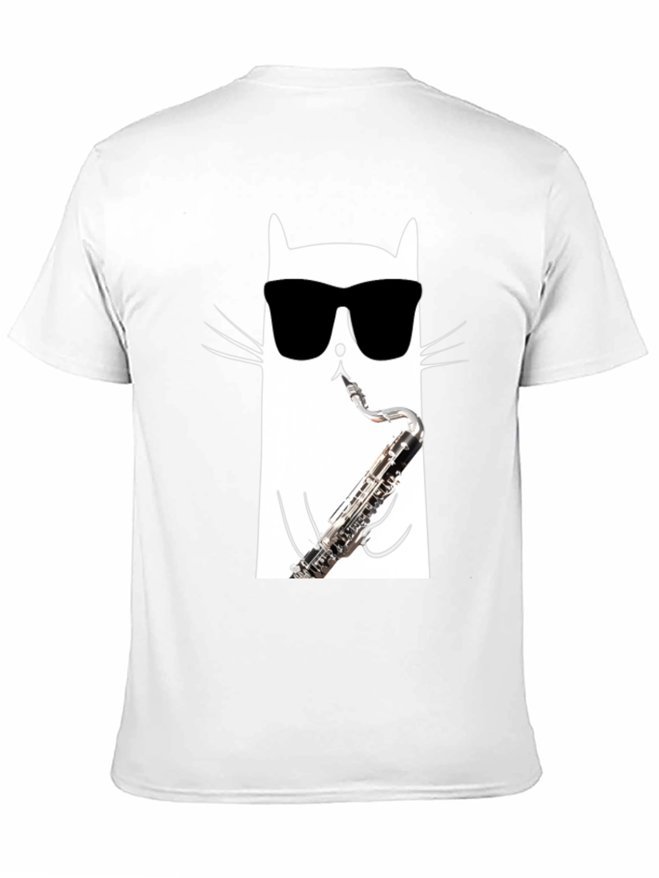 Cool Cat Saxophone T-Shirt - Black Cotton Tee
