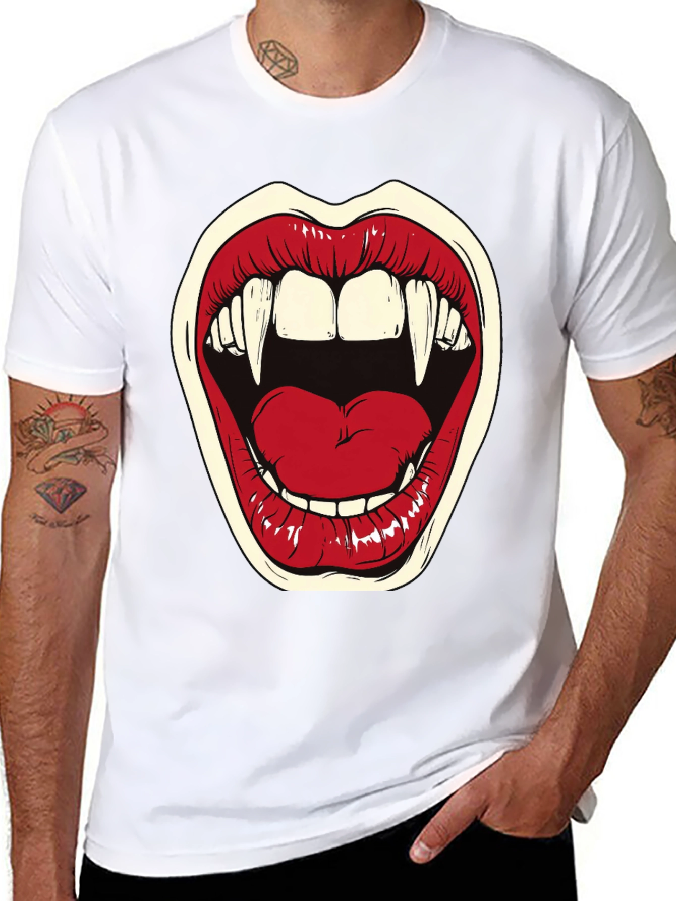 Vampire Mouth Graphic Tee - Halloween Shirt