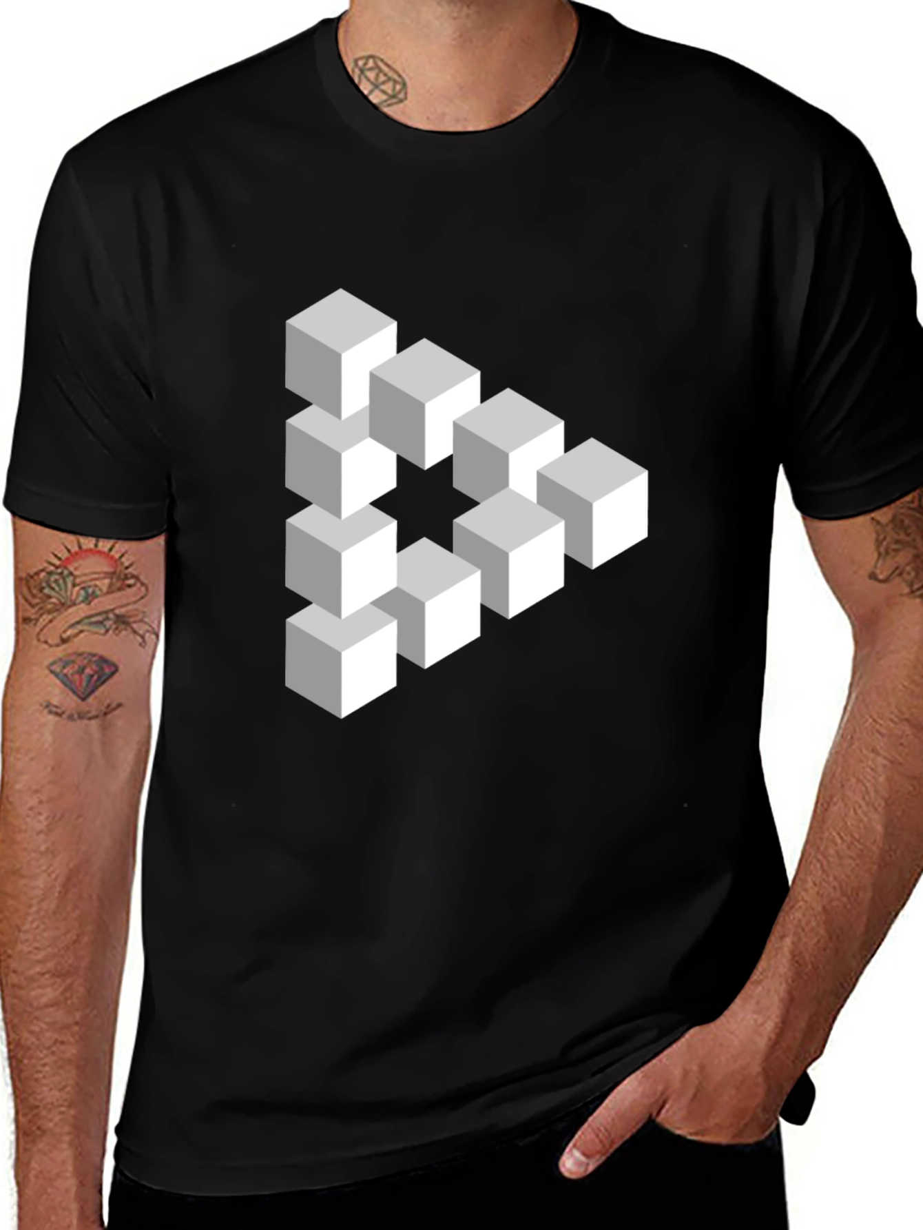 Impossible Cube T-Shirt - Optical Illusion Design