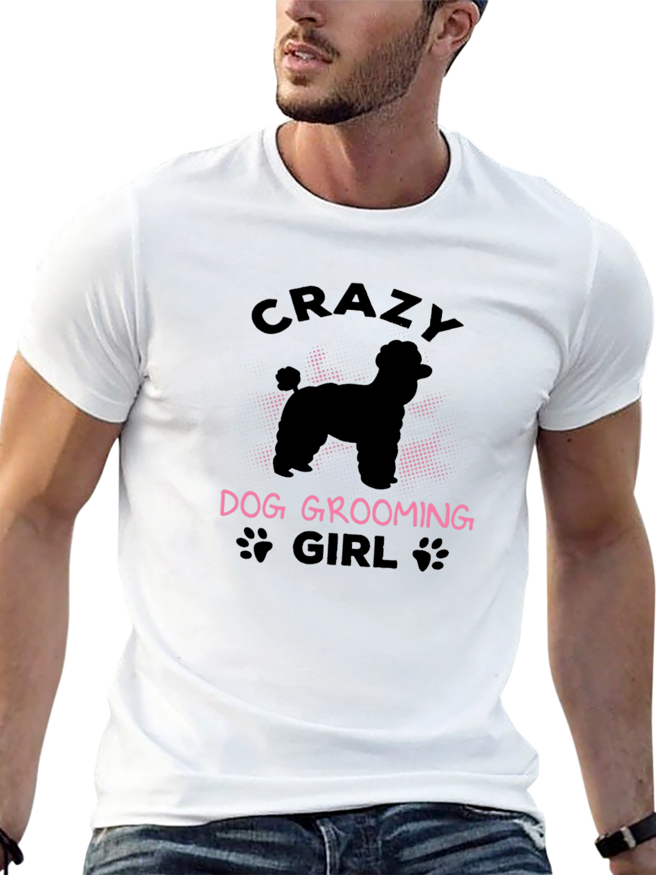 Crazy Dog Grooming Girl Black T-Shirt