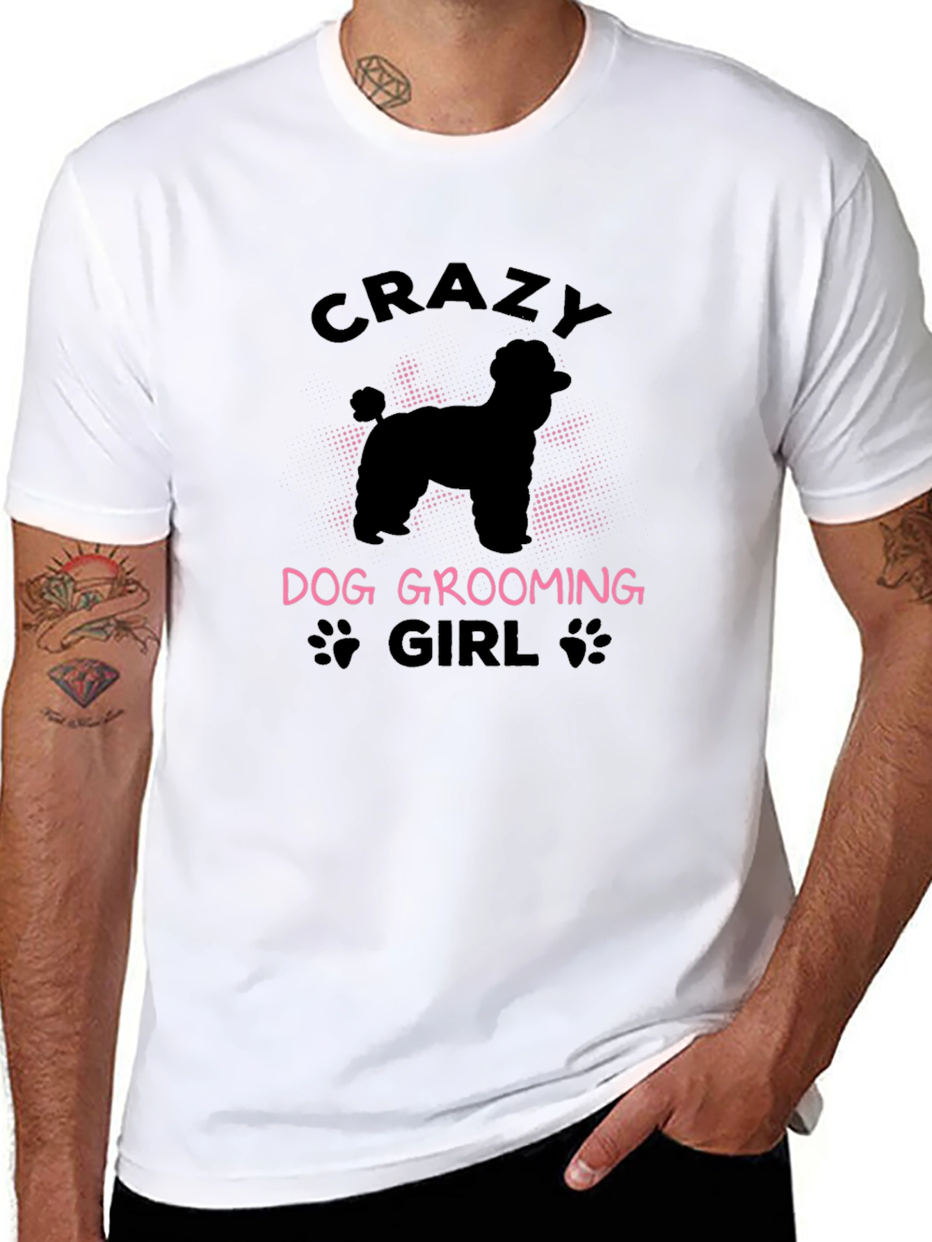 Crazy Dog Grooming Girl Black T-Shirt
