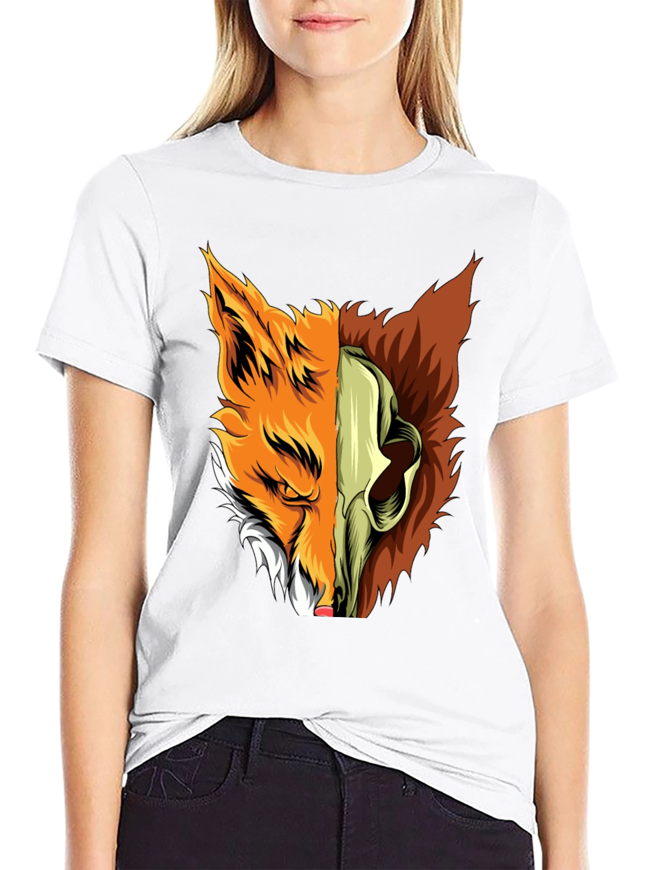 Fox Skull Graphic Tee - Unique Design