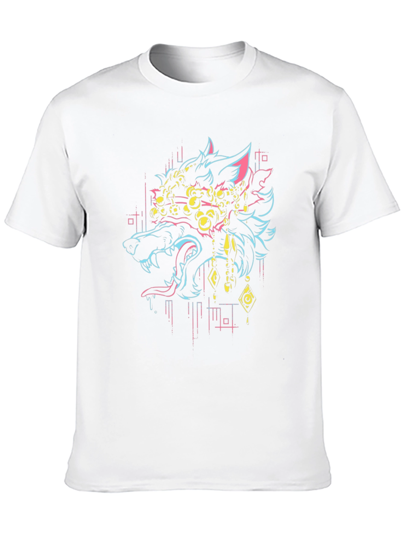Cyberpunk Wolf Graphic Tee - Mens Black T-Shirt