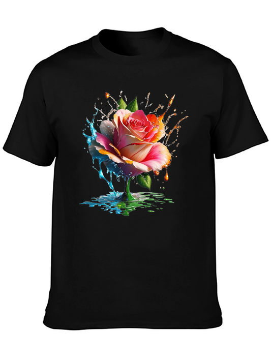 Floral Splash Graphic Tee - Mens Black T-Shirt