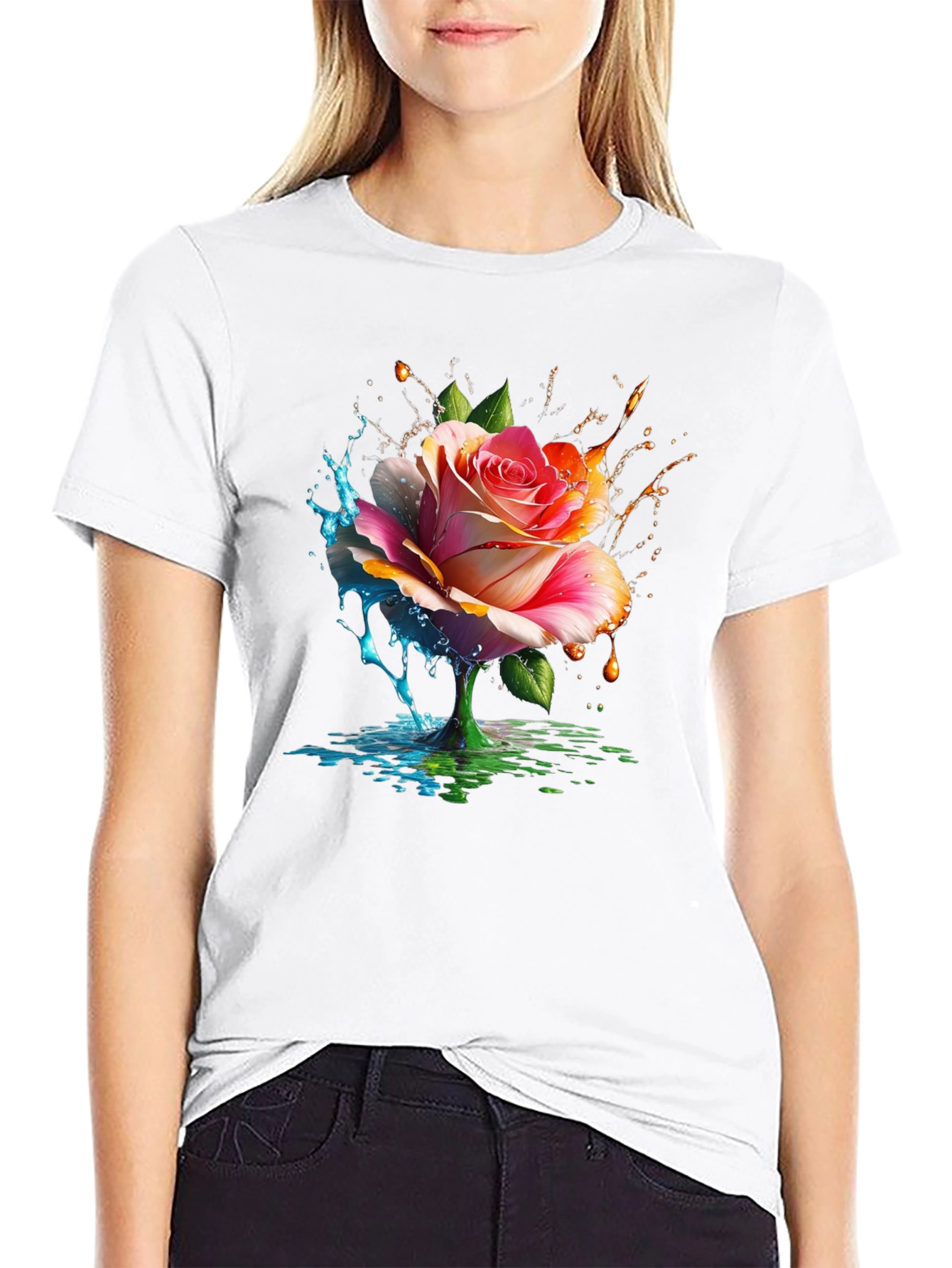 Floral Splash Graphic Tee - Mens Black T-Shirt