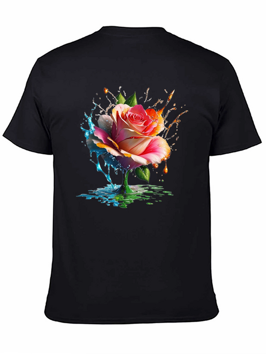 Floral Splash Graphic Tee - Mens Black T-Shirt