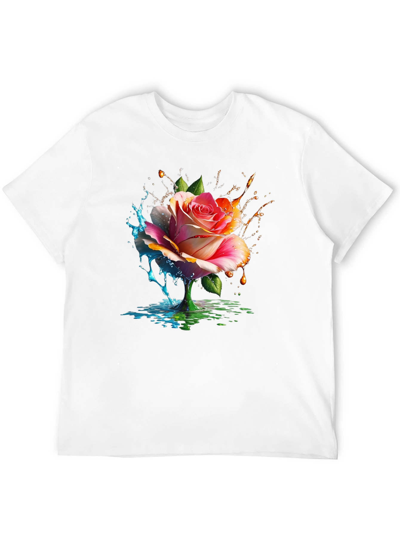 Floral Splash Graphic Tee - Mens Black T-Shirt