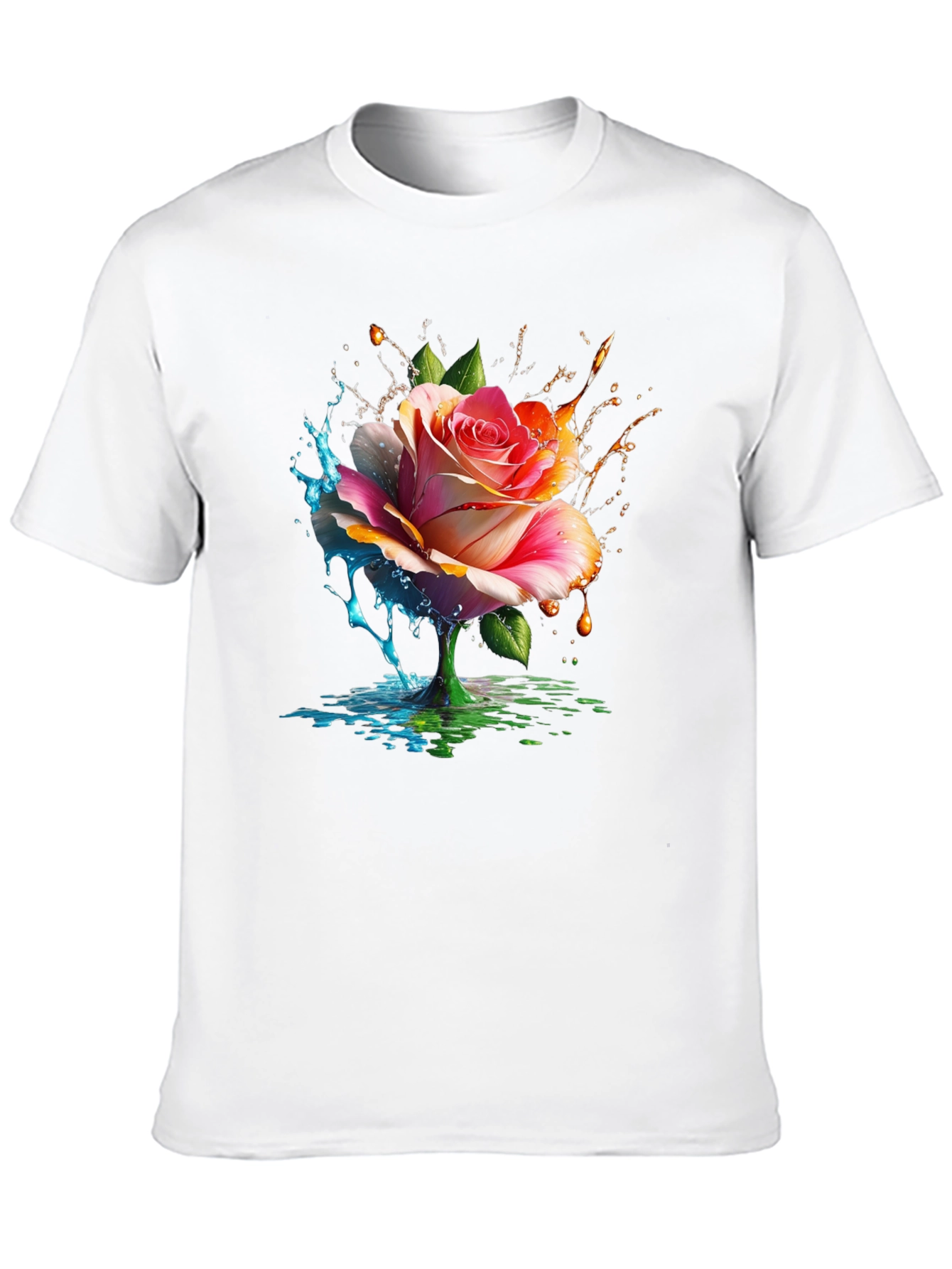 Floral Splash Graphic Tee - Mens Black T-Shirt
