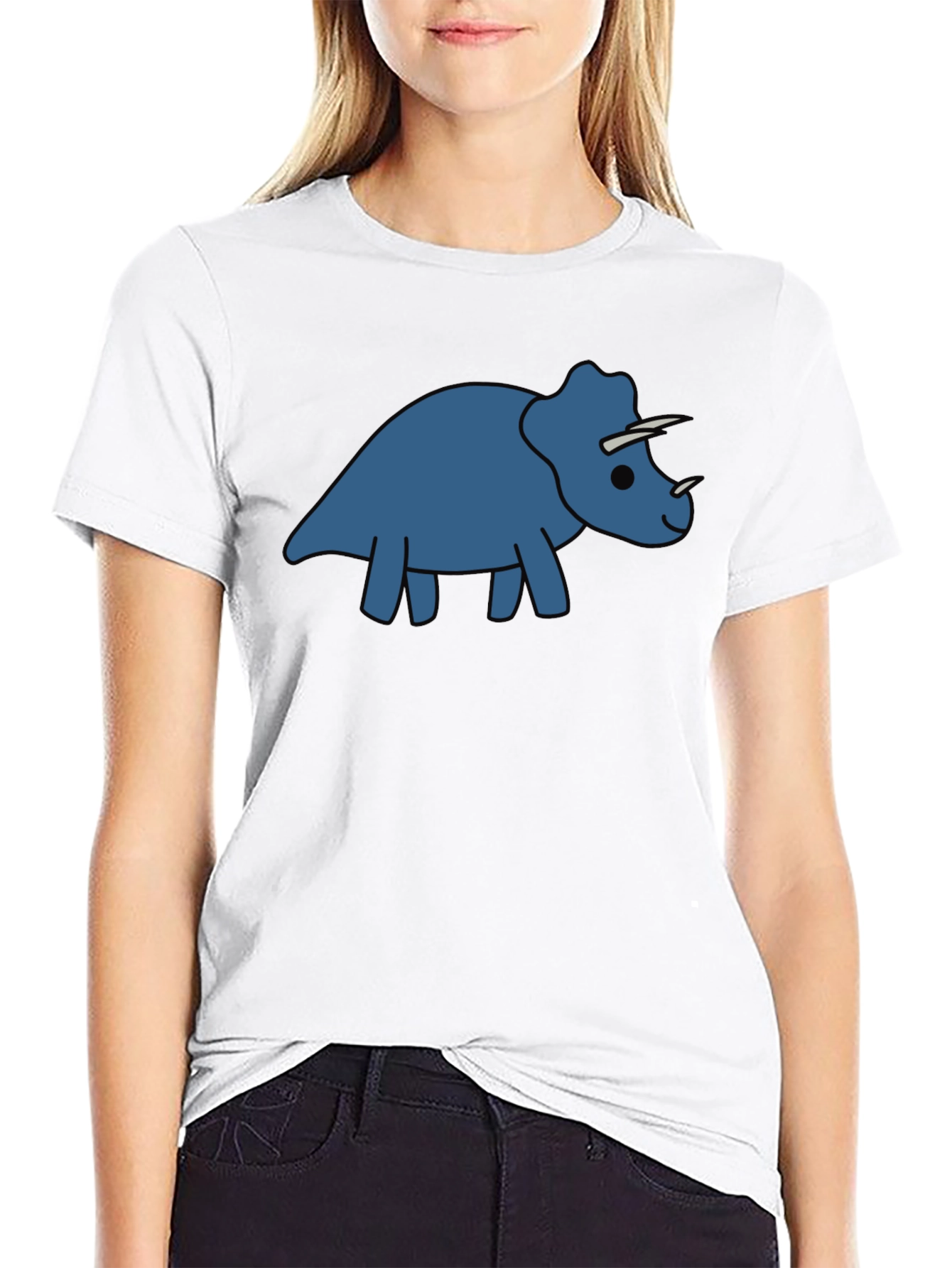 Triceratops Graphic Tee - Black Cotton Comfort