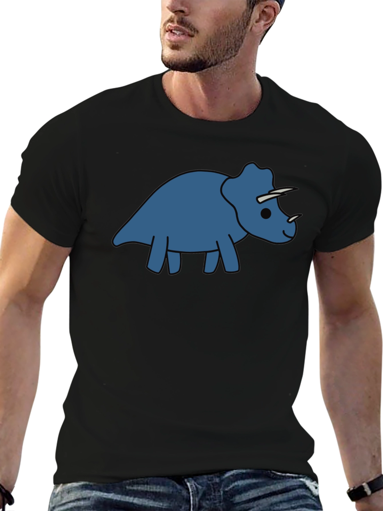 Triceratops Graphic Tee - Black Cotton Comfort