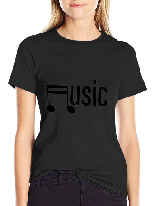 Music Note Graphic Black T-Shirt