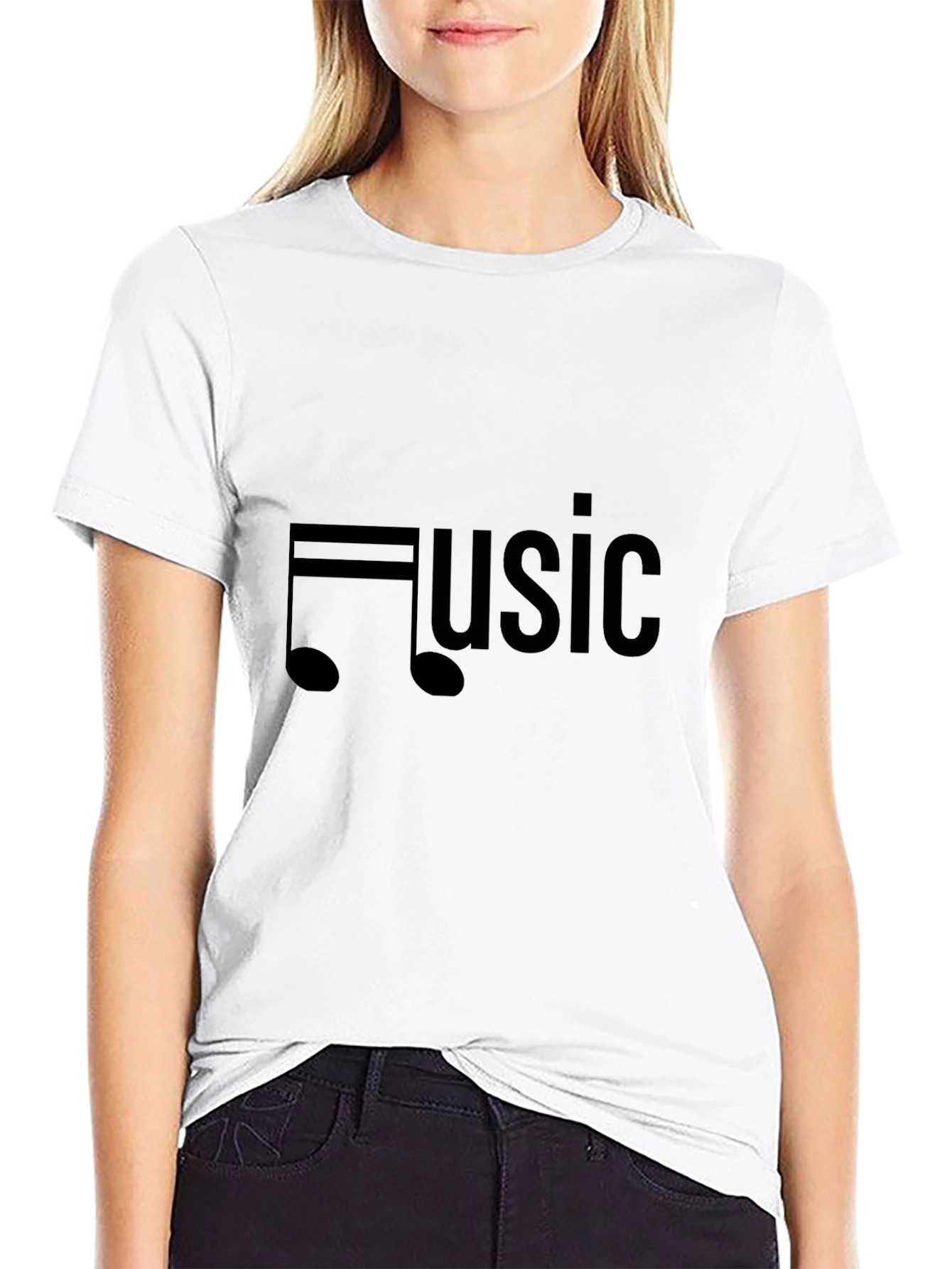 Music Note Graphic Black T-Shirt