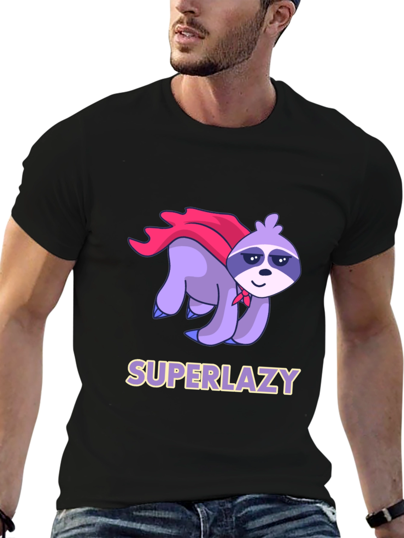 Superlazy Sloth Graphic Tee - Black