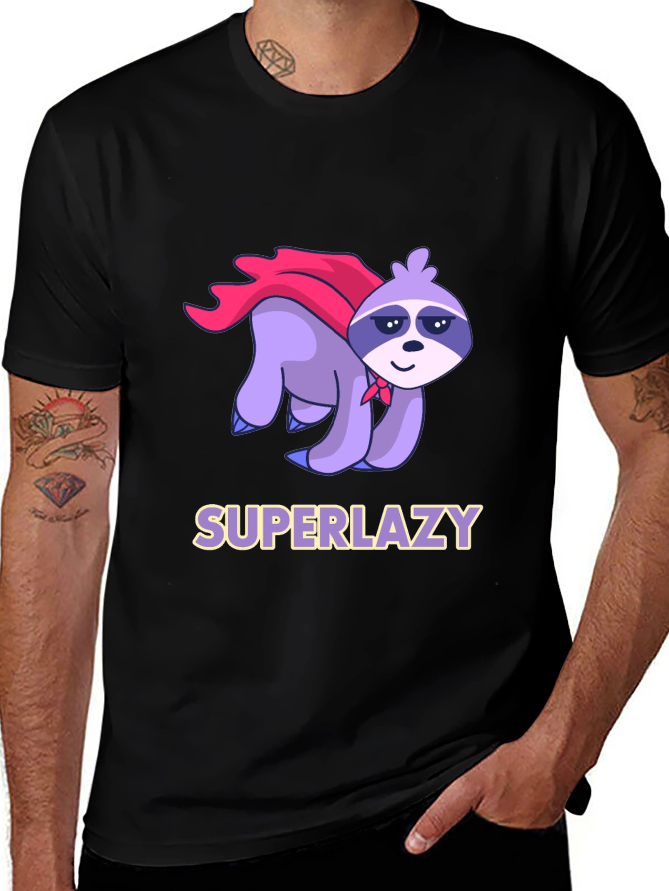 Superlazy Sloth Graphic Tee - Black