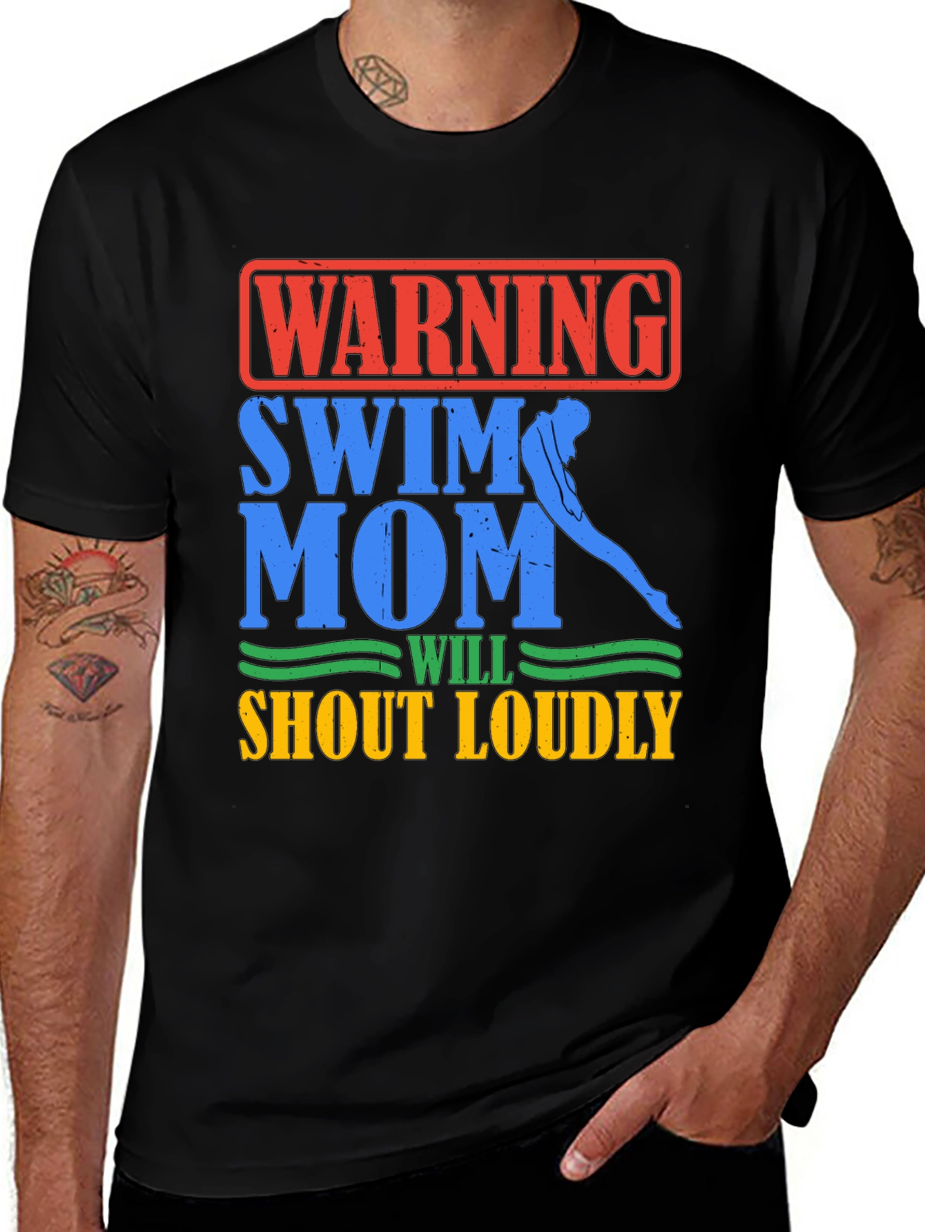 Warning Swim Mom T-Shirt - Loud & Proud Cheerleader