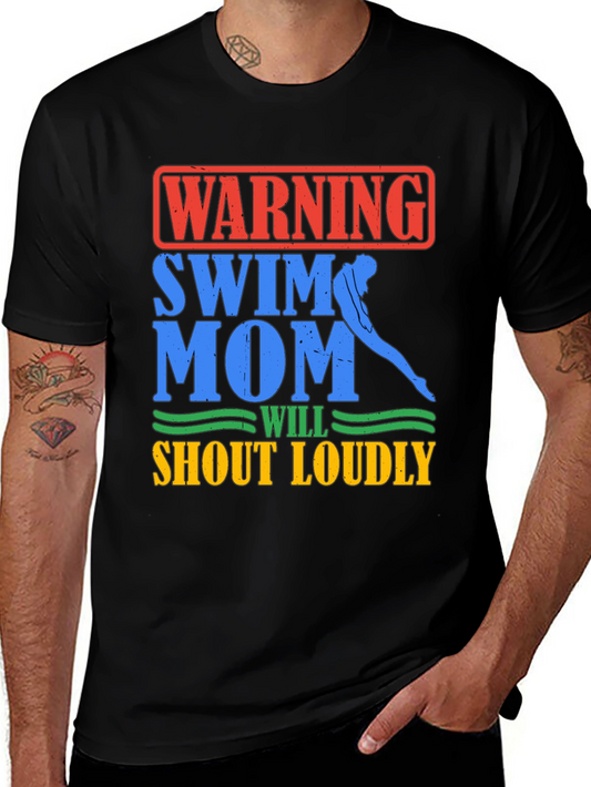 Warning Swim Mom T-Shirt - Loud & Proud Cheerleader