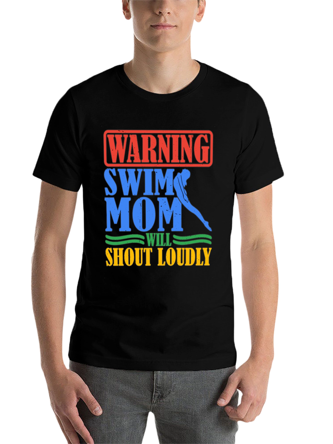 Warning Swim Mom T-Shirt - Loud & Proud Cheerleader
