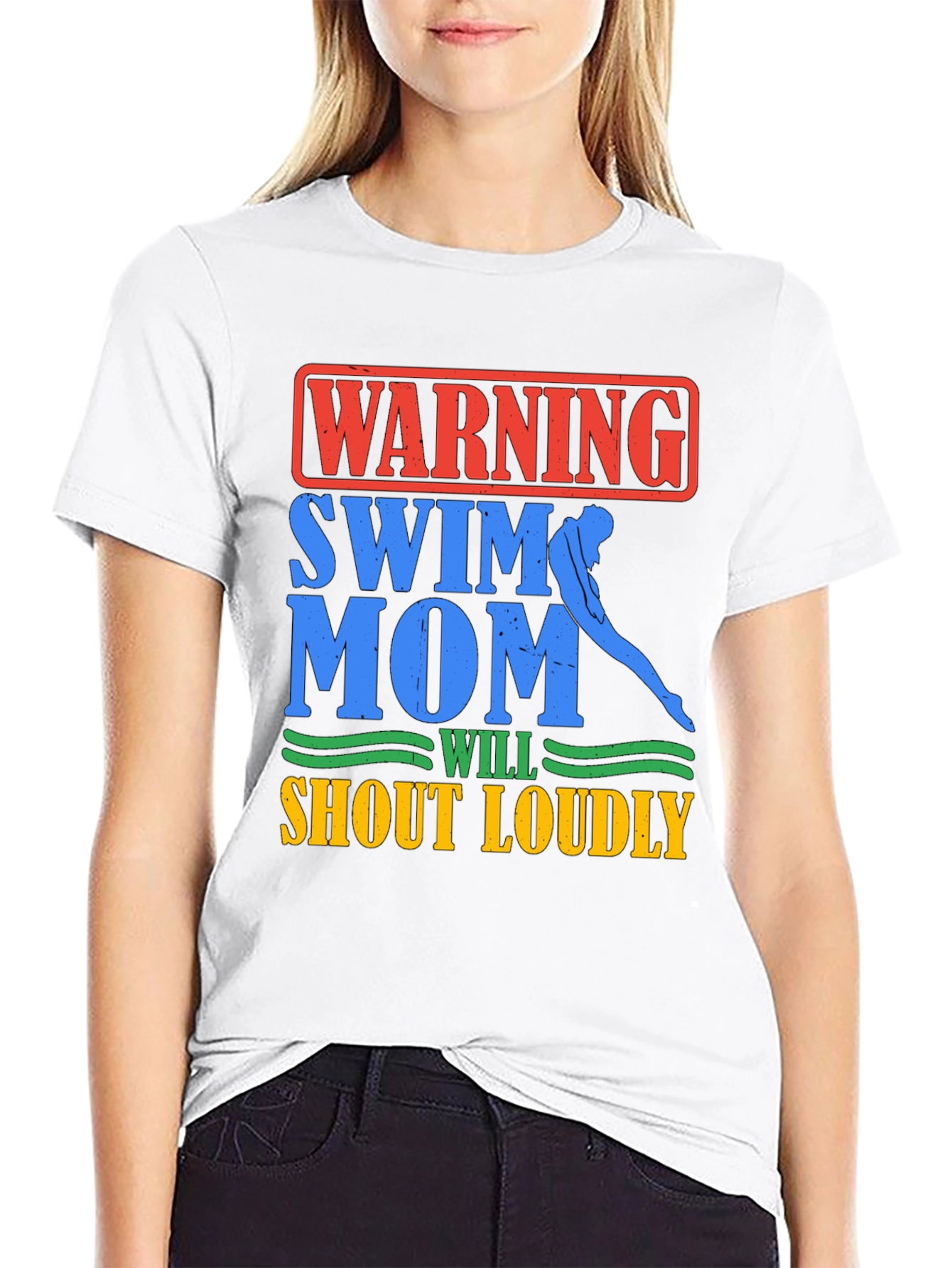 Warning Swim Mom T-Shirt - Loud & Proud Cheerleader