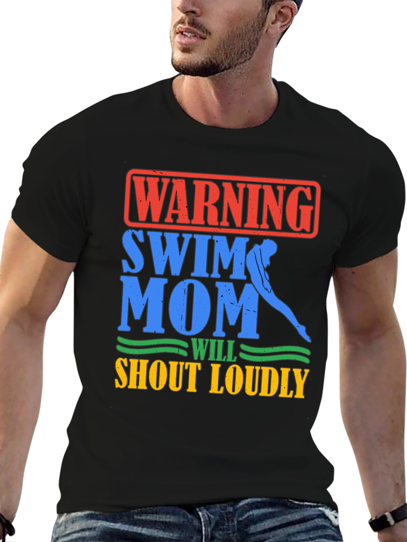 Warning Swim Mom T-Shirt - Loud & Proud Cheerleader