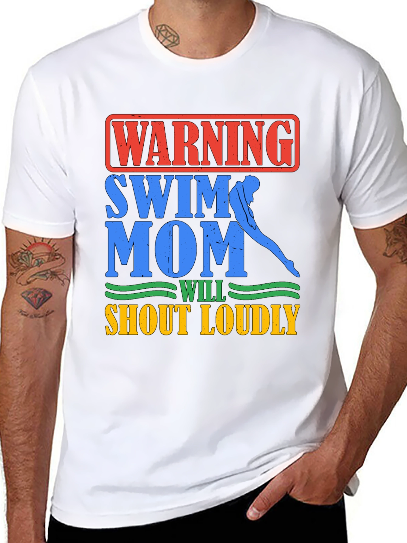 Warning Swim Mom T-Shirt - Loud & Proud Cheerleader
