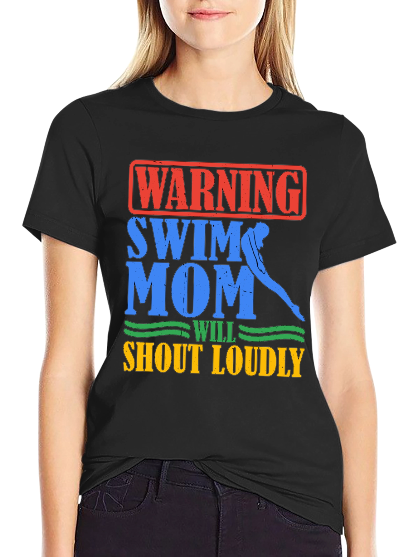 Warning Swim Mom T-Shirt - Loud & Proud Cheerleader