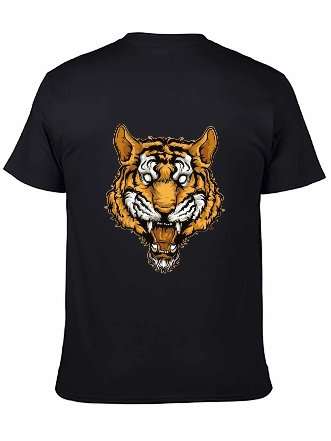 Tiger Graphic Tee - Black Cotton T-Shirt