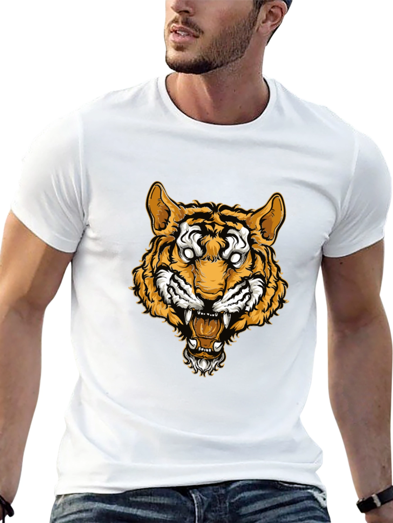 Tiger Graphic Tee - Black Cotton T-Shirt