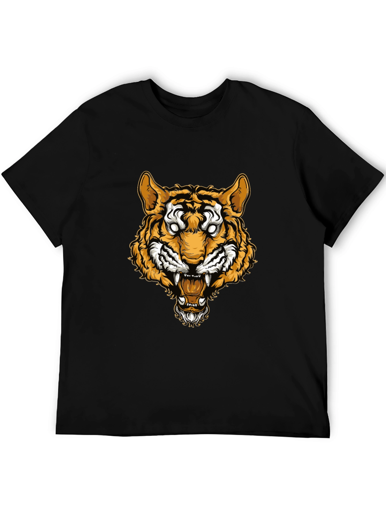 Tiger Graphic Tee - Black Cotton T-Shirt
