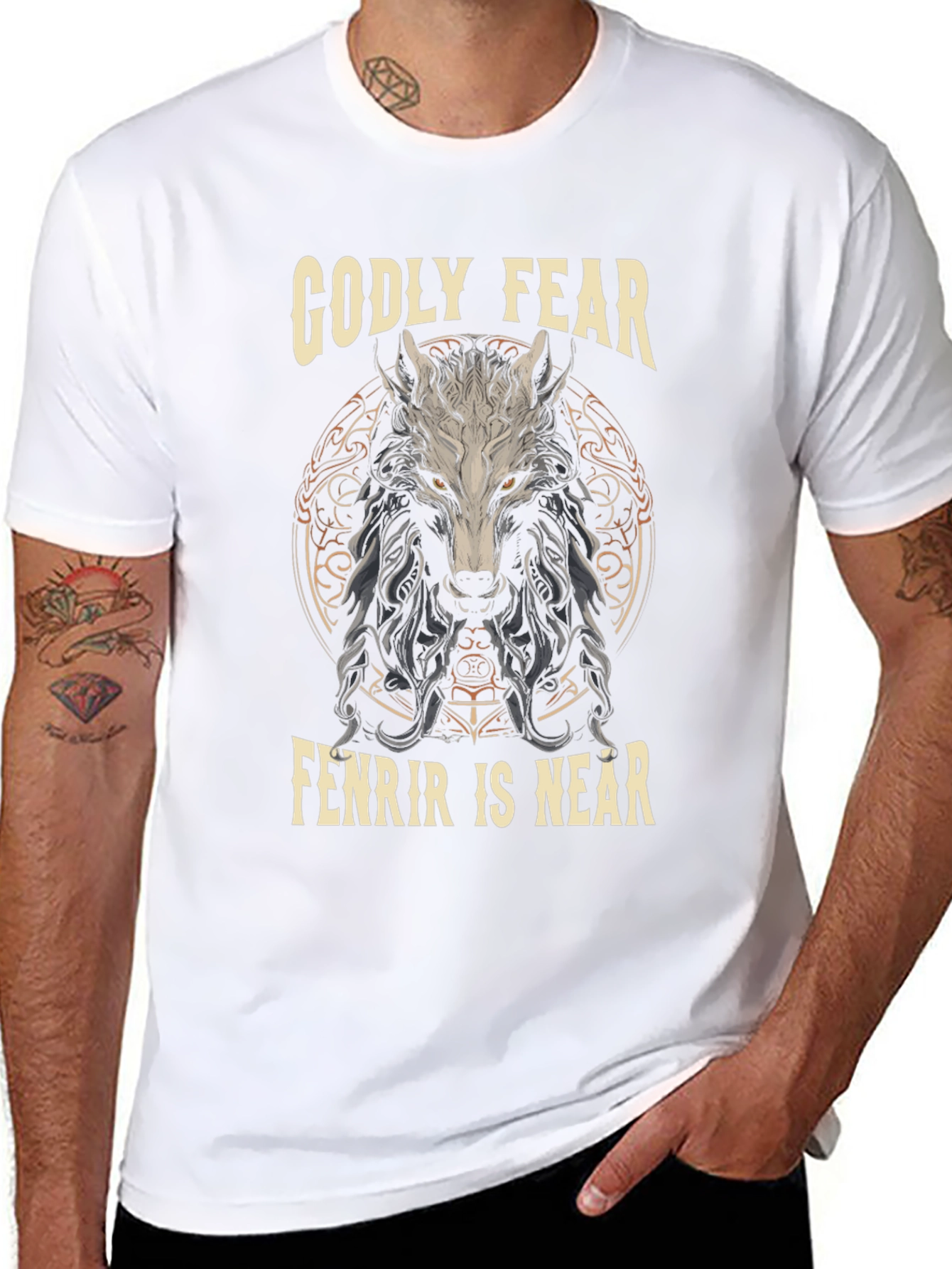 Godly Fear Fenrir Wolf Graphic T-Shirt