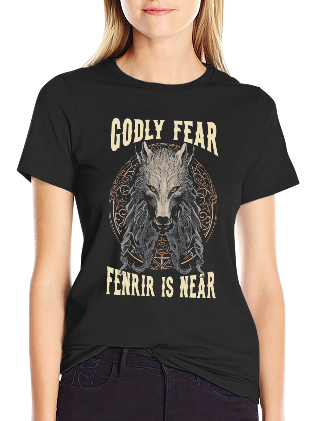 Godly Fear Fenrir Wolf Graphic T-Shirt