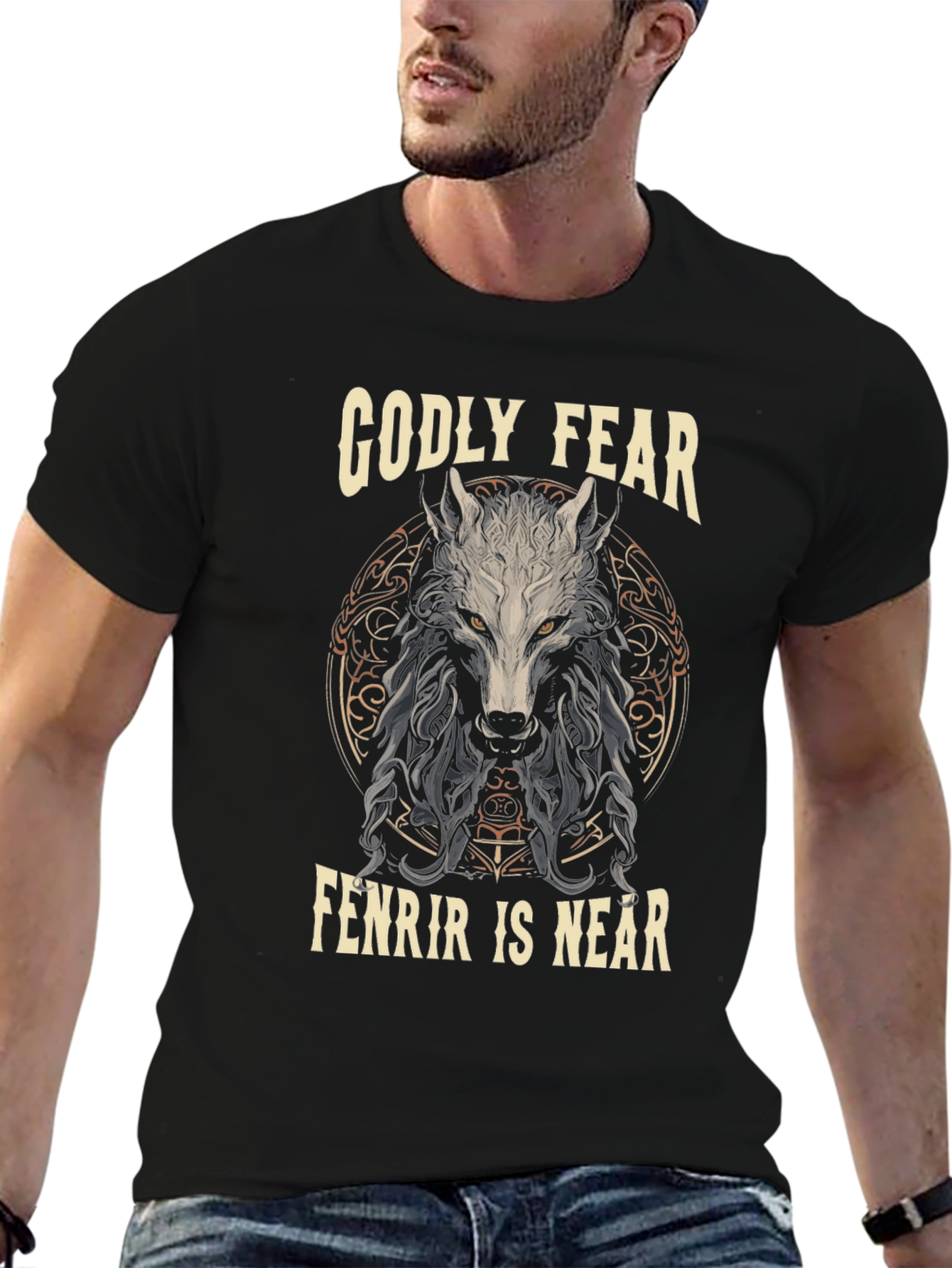 Godly Fear Fenrir Wolf Graphic T-Shirt