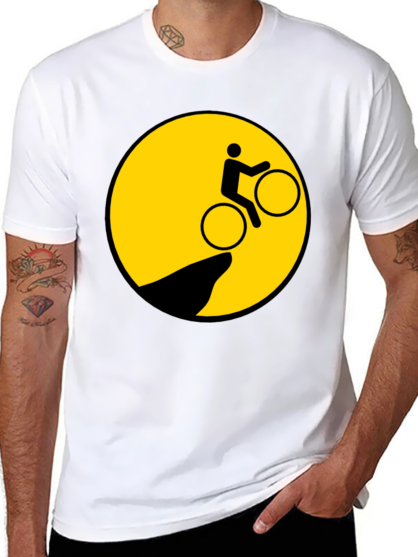 Biker Cliff Danger Graphic Tee - Black