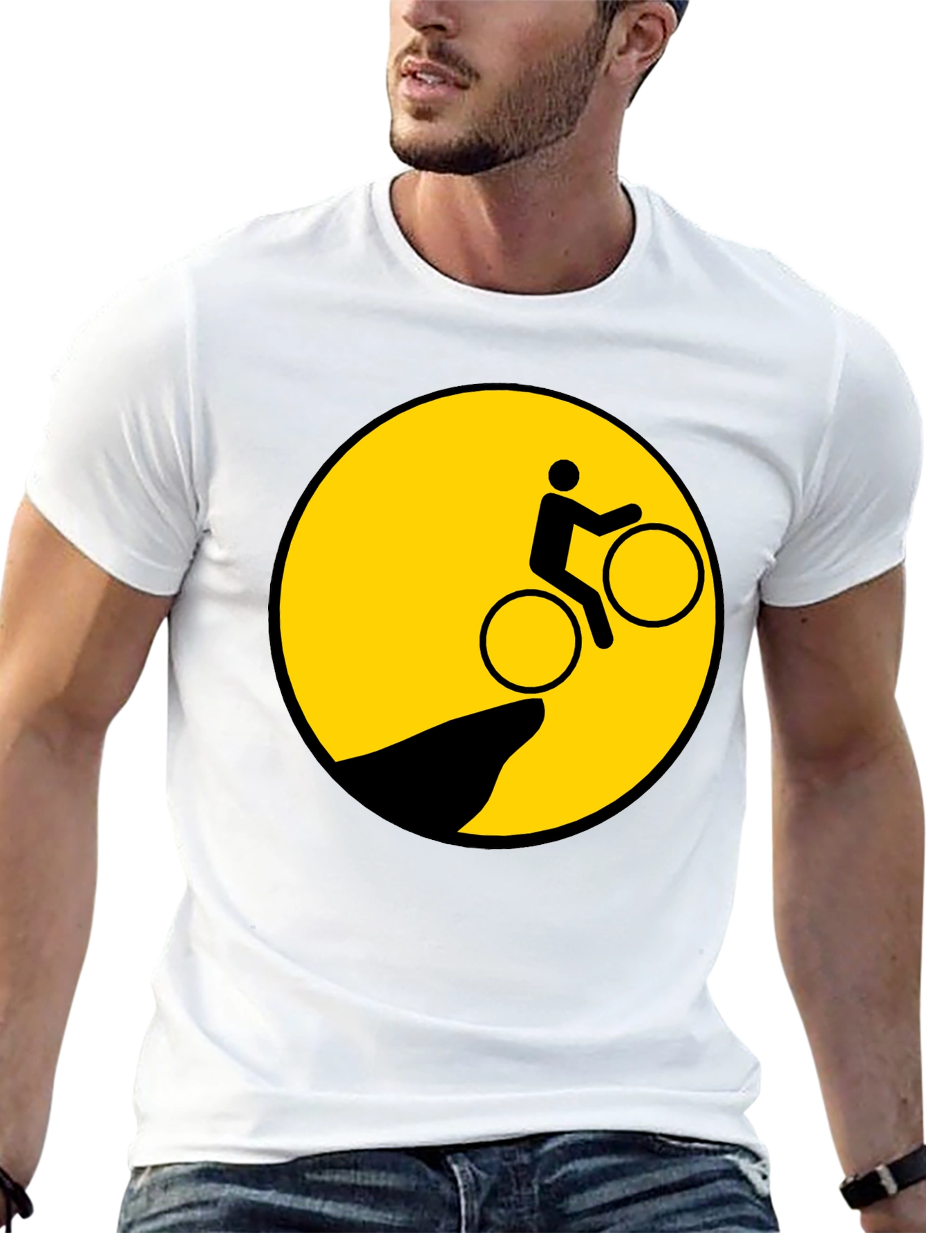 Biker Cliff Danger Graphic Tee - Black