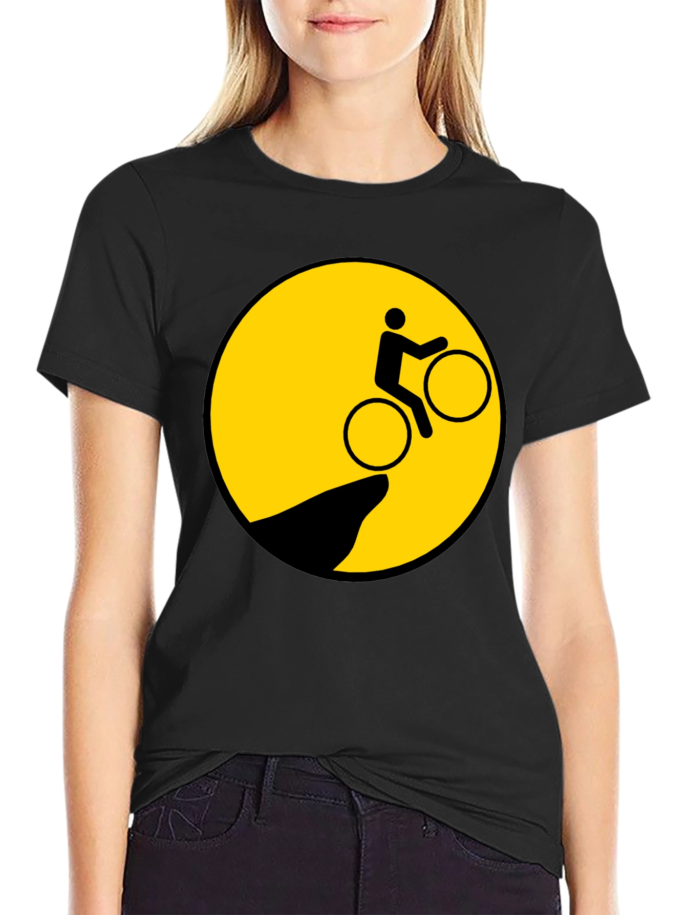 Biker Cliff Danger Graphic Tee - Black