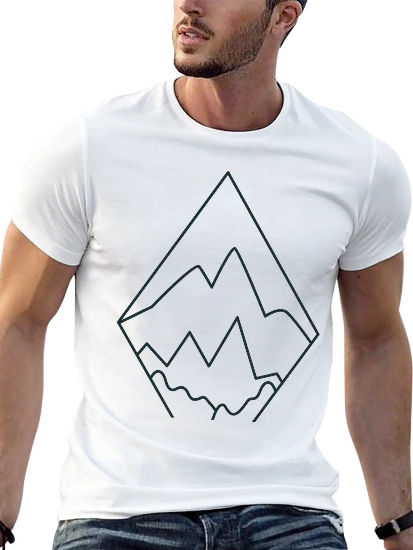 Geometric Mountain Graphic T-Shirt - Black