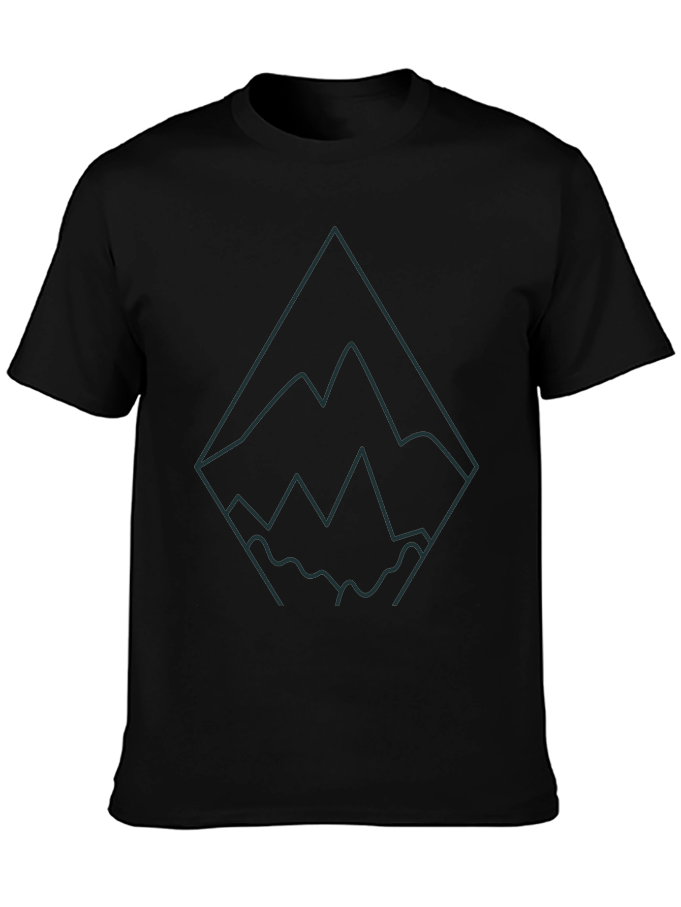 Geometric Mountain Graphic T-Shirt - Black