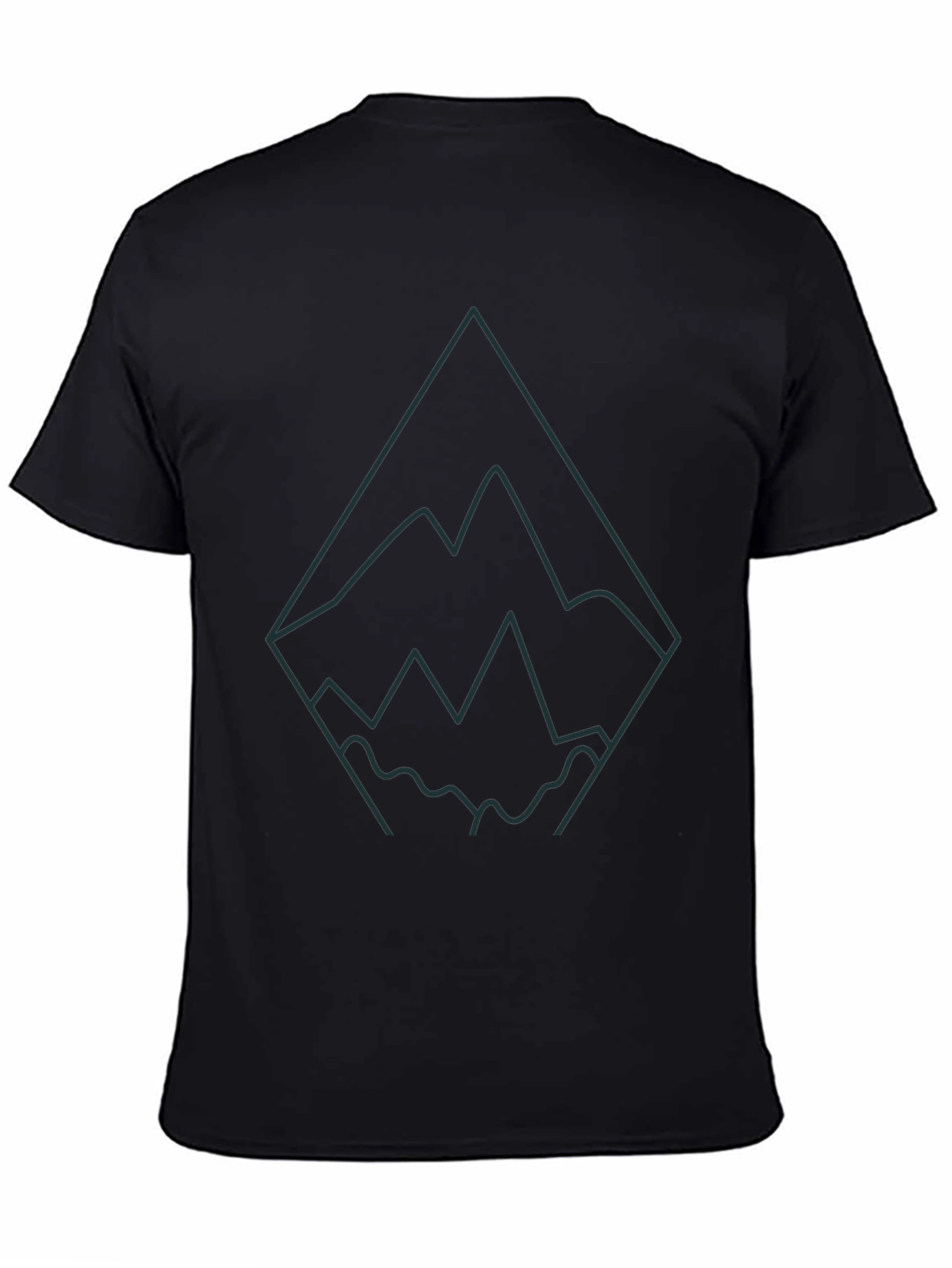 Geometric Mountain Graphic T-Shirt - Black