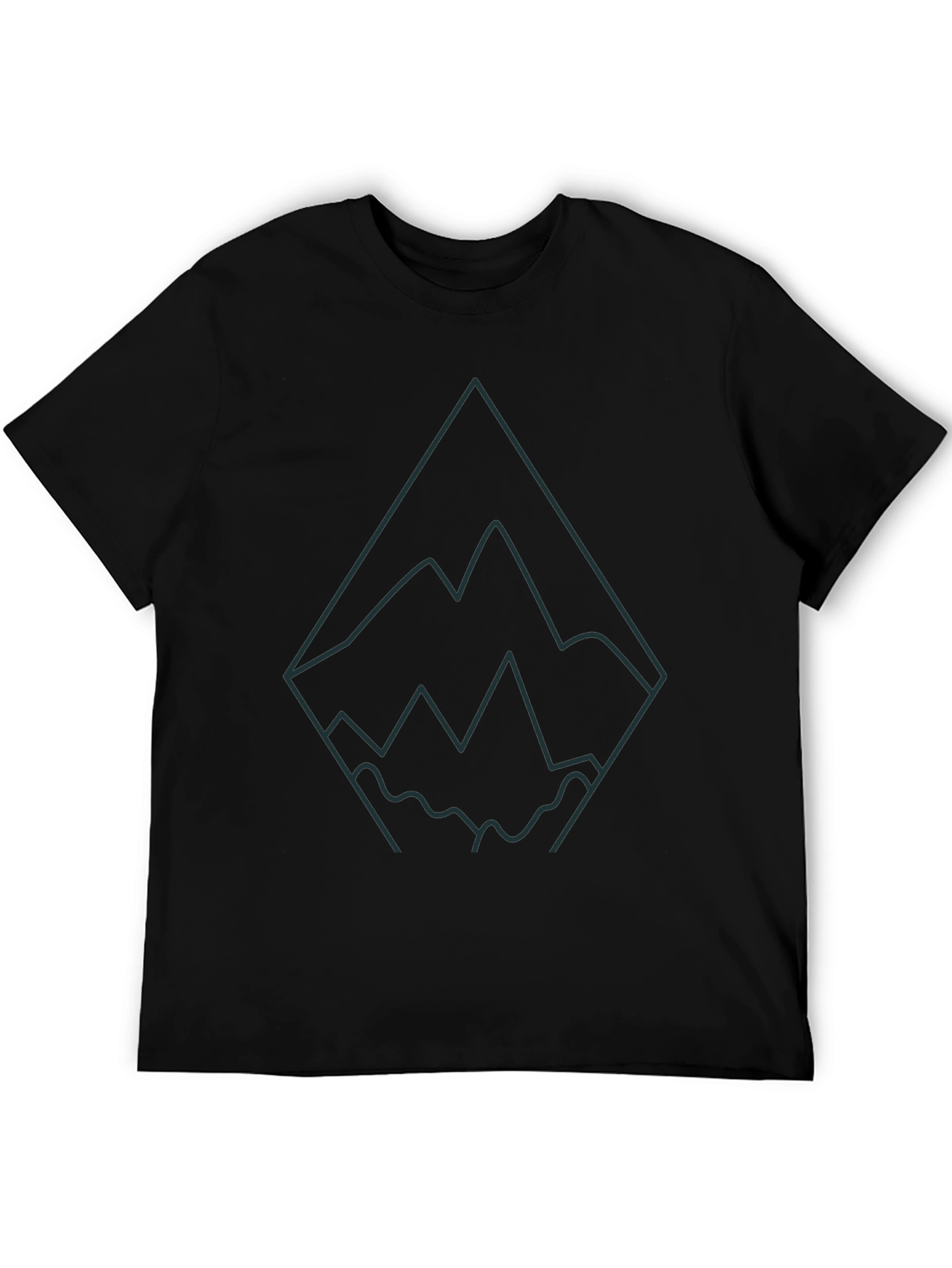 Geometric Mountain Graphic T-Shirt - Black