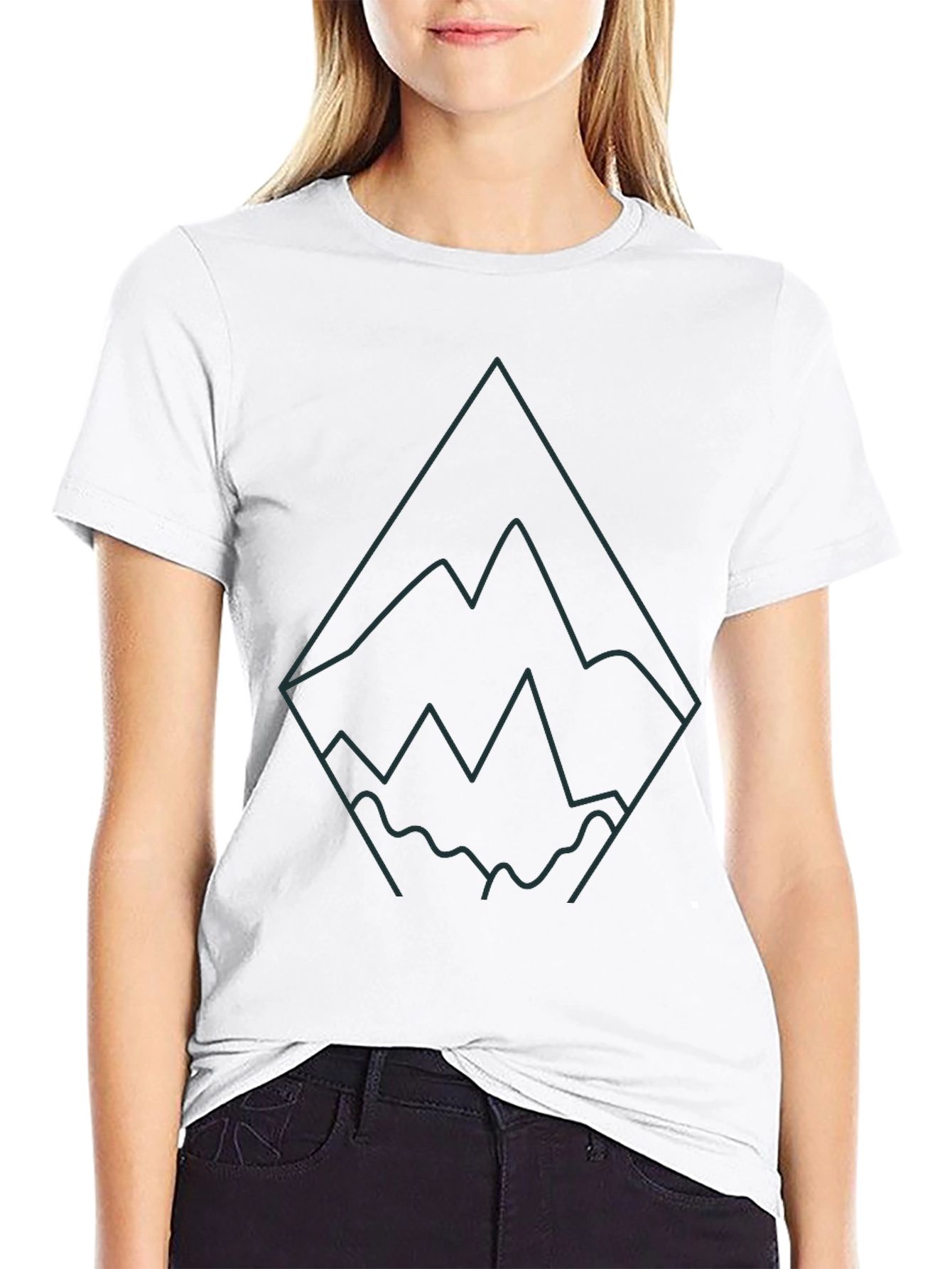 Geometric Mountain Graphic T-Shirt - Black