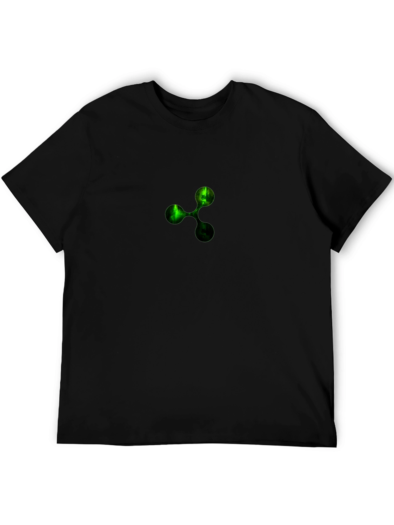 Black Tee with Green Abstract Symbol Design