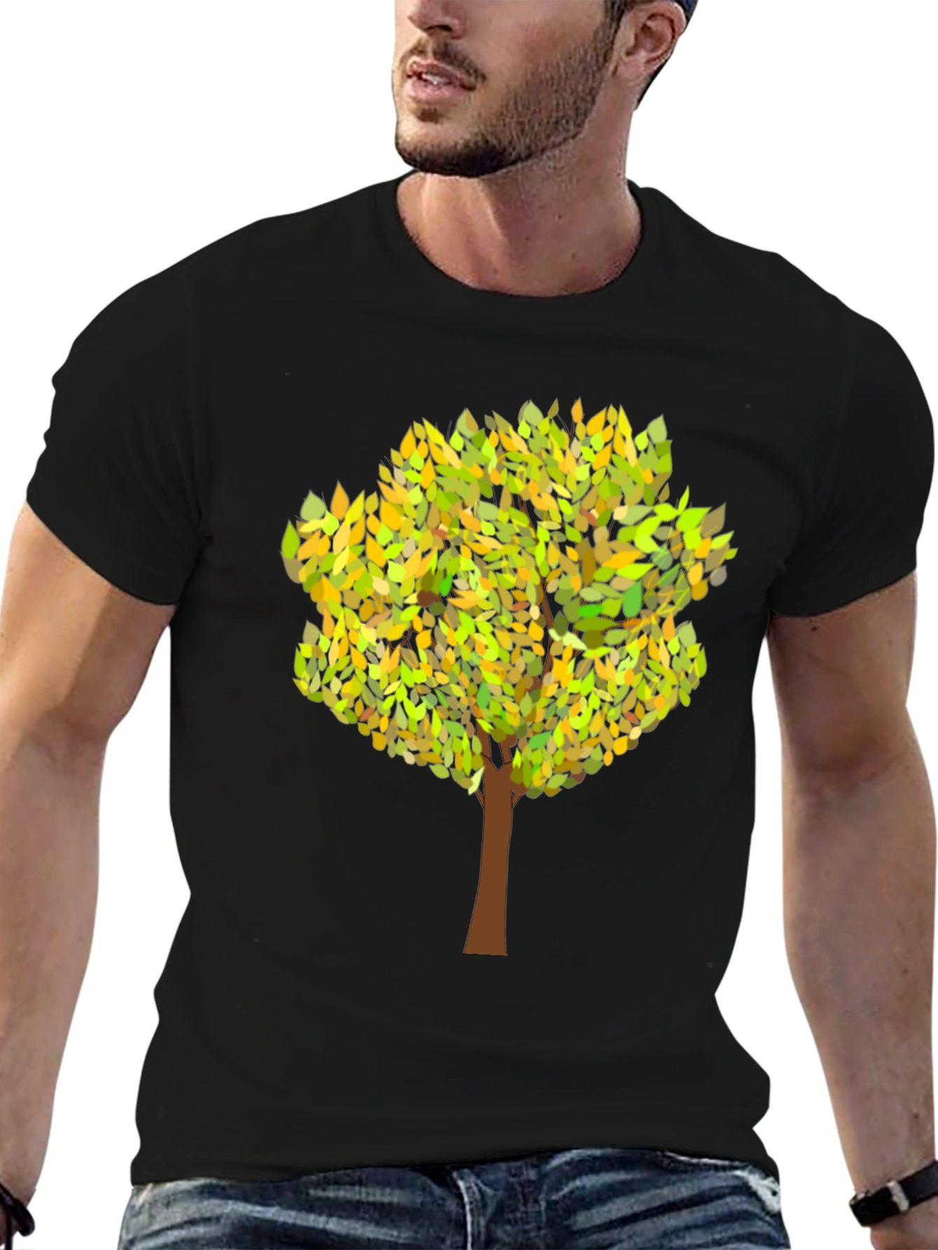 Nature Tree Graphic Mens T-Shirt - Black