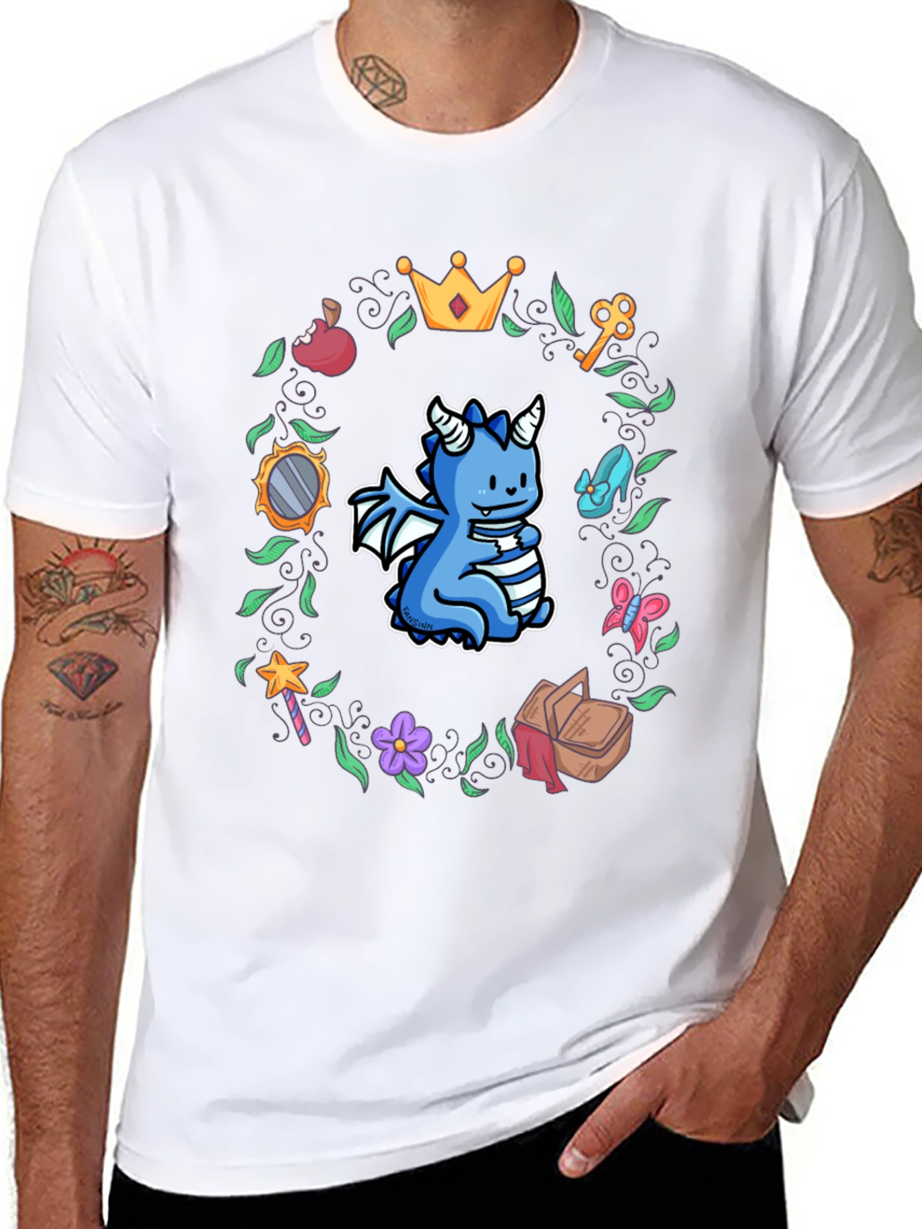 Dragon in Fairy Tale Wreath Tee