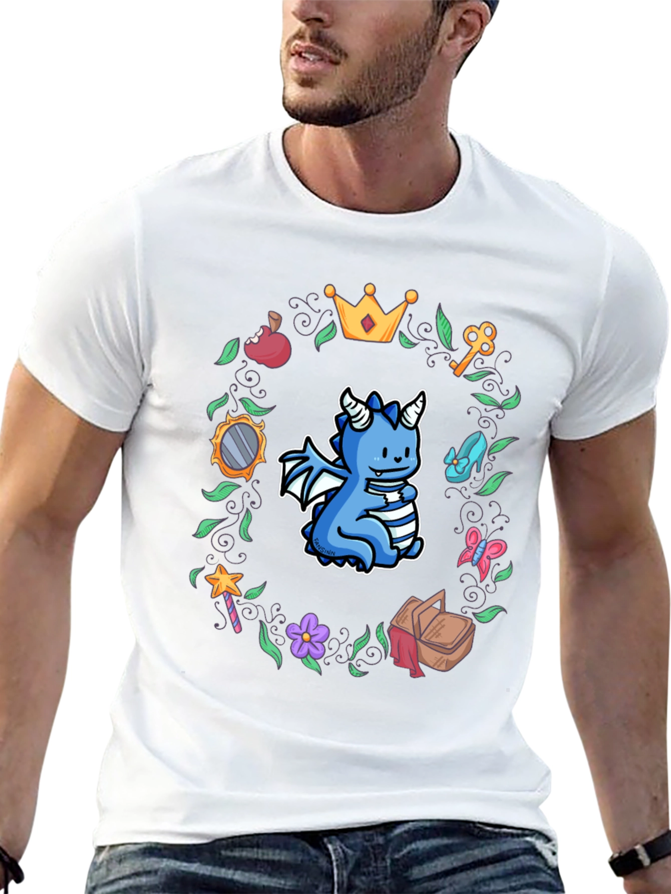 Dragon in Fairy Tale Wreath Tee