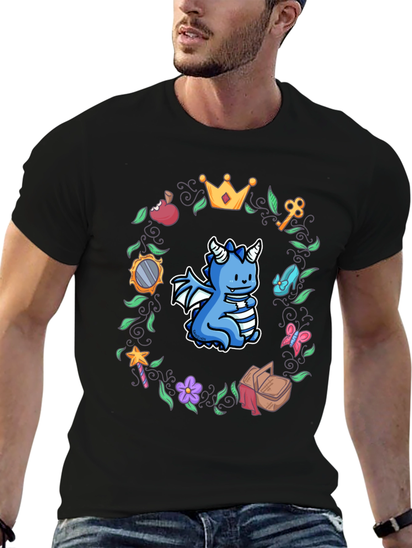 Dragon in Fairy Tale Wreath Tee