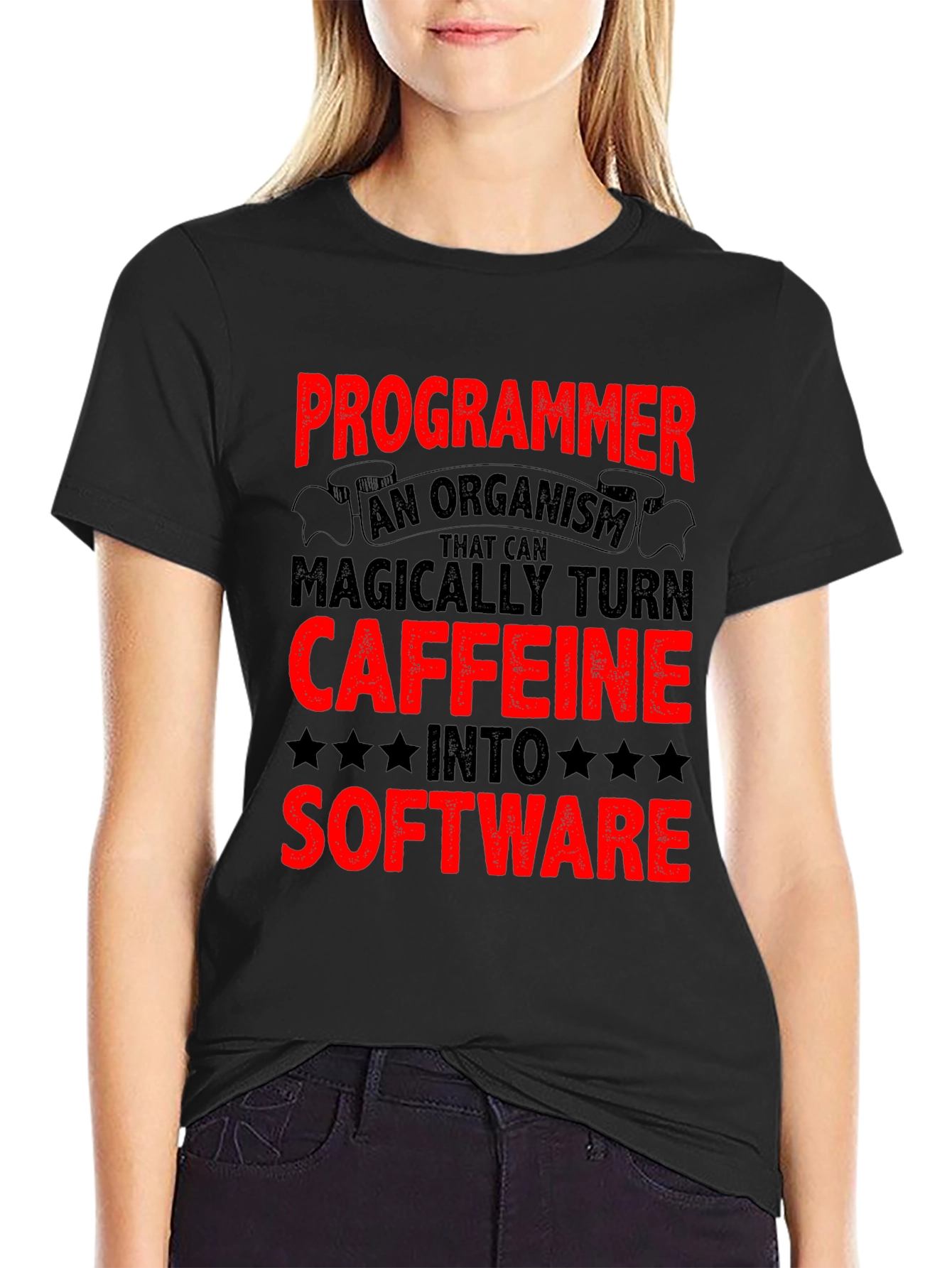 Programmer Caffeine to Software Black T-Shirt