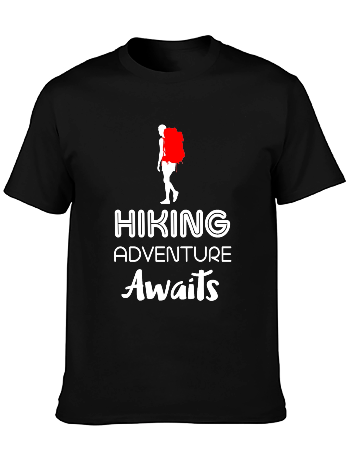 Hiking Adventure T-Shirt - Mens Black Crew Neck