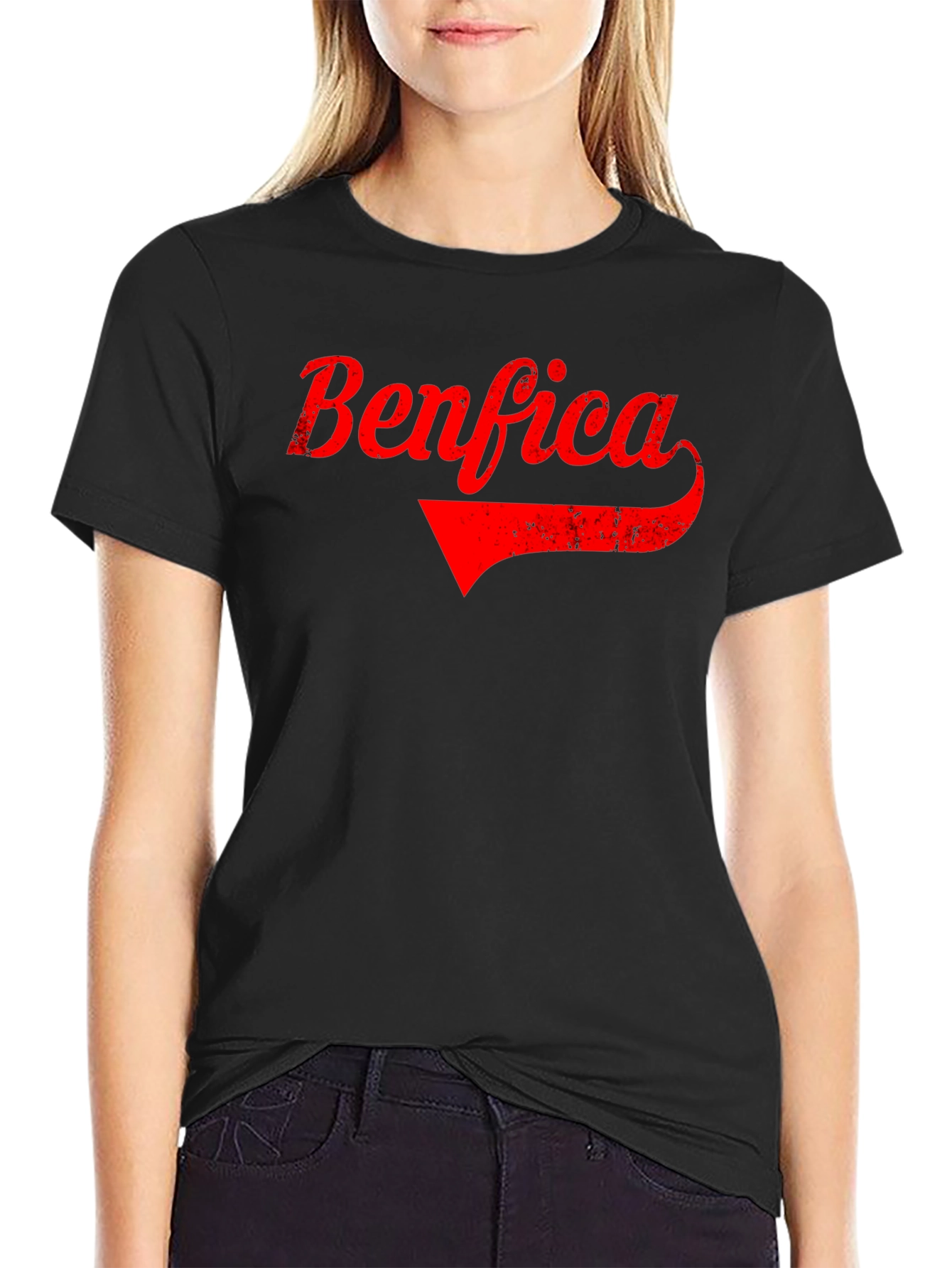 Benfica Retro Graphic Tee - Black Cotton T-Shirt