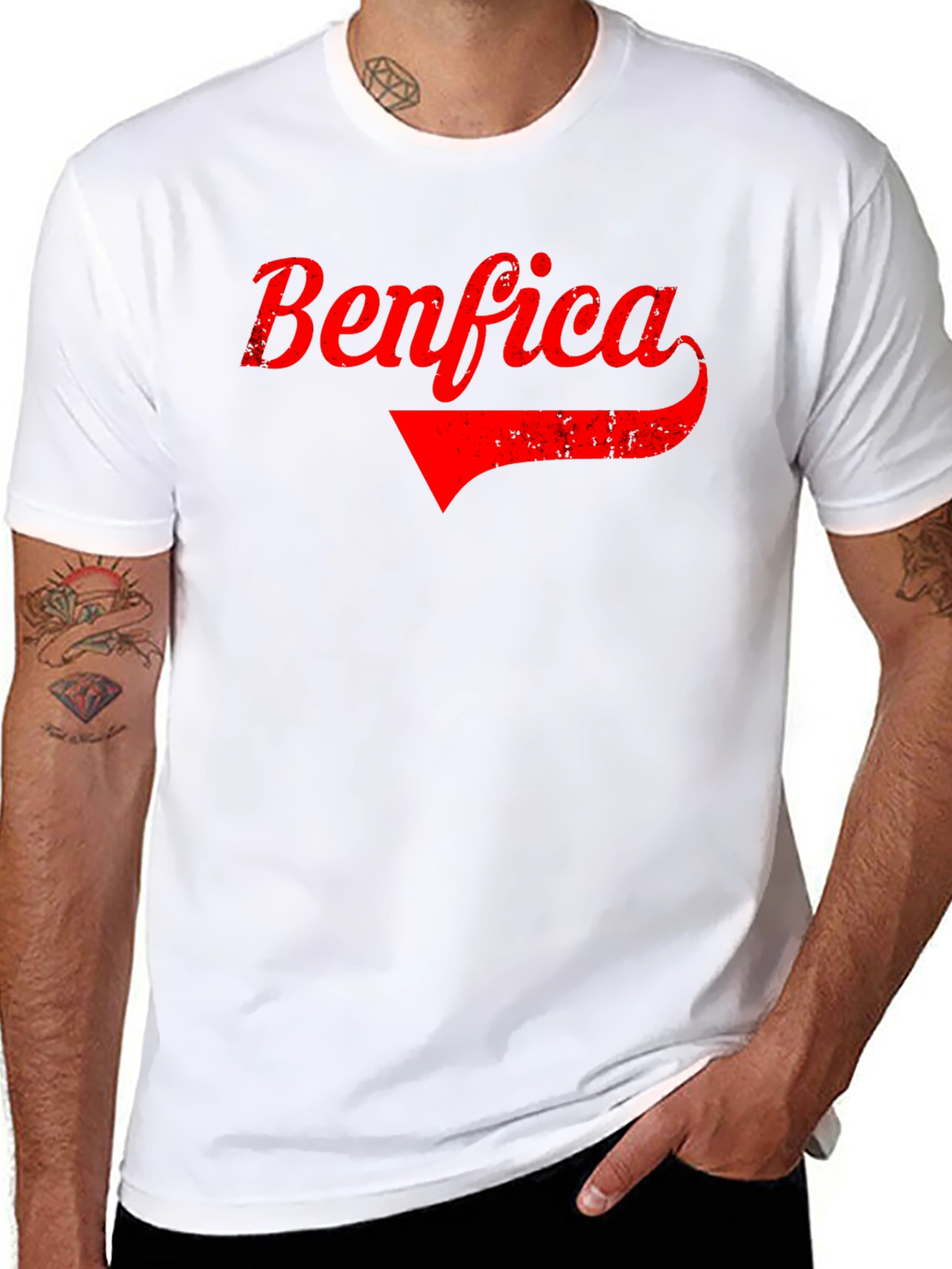 Benfica Retro Graphic Tee - Black Cotton T-Shirt